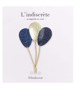 Broche ballon – Bleu nuit & Or
