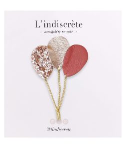 Broche ballon – Vieux rose, Or & Paillettes