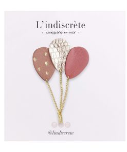 Broche ballon – Vieux rose & Pois