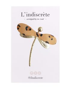 Broche libellule mini – Léopard