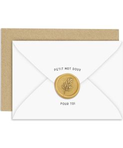 Carte de voeux – Cachet de cire feuille