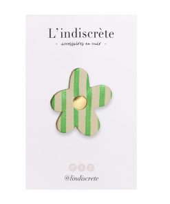 Pin&rsquo;s fleur – Vert rayé