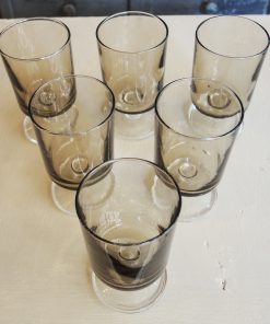6 Anciens Verres à Pied Luminarc Fumés H9,2 cm