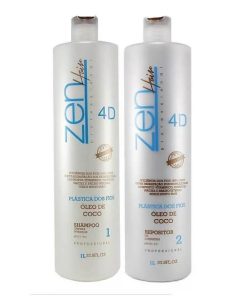 Zen Hair, kit Plástica dos Fios 4D Huile de Coco, 2x1L